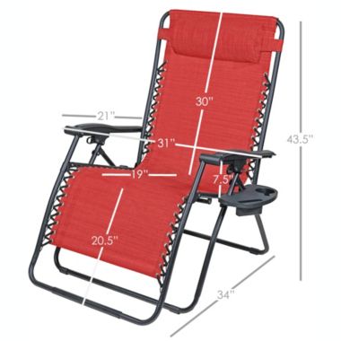Woodard Outdoor Zero Gravity Steel Chair With Cupholders, Deep Red. View a larger version of this product image.