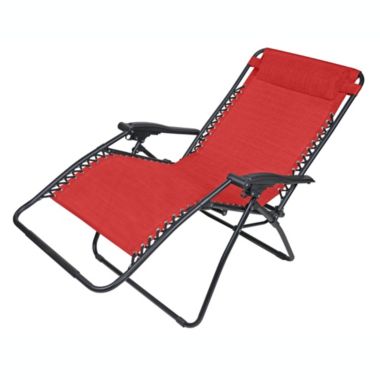 Woodard Outdoor Zero Gravity Steel Chair With Cupholders, Deep Red. View a larger version of this product image.