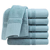 PiccoCasa Hand Towel Set 14" x 30", Soft 100% Combed Cotton 600 GSM Luxury Towels Highly Absorbent for Bathroom Kitchen Shower Towel Saxe Blue 6 Pcs