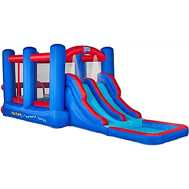 Sunny & Fun Inflatable Ultra Slip N&#39; Water Slide Bounce House Park - Heavy-Duty for Outdoor Fun - Climbing Wall, Slides, Ball Pit - Easy to Set Up & Inflate with Included Air Pump & Carrying Case. View a larger version of this product image.