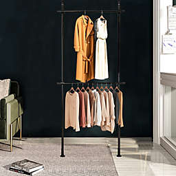 Kitcheniva 2-Tier Garment Rack Heavy Duty Adjustable Clothing Shelf for Bedroom