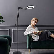 Infinity Merch LED Floor Lamp with Adjustable Stand and Swivel Arm in Black