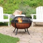 Alternate image 3 for Sunnydaze Outdoor Portable Camping or Backyard Large Round Fire Pit Bowl with Spark Screen, Wood Grate, and Log Poker - 32" - Copper Finish