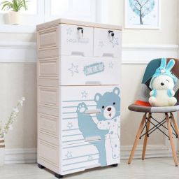 Stock Preferred Rolling Polar Bear Plastic 6 Drawers with Lock in Multicolor 19.69x13.78x40.16in