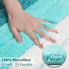 Alternate image 1 for PiccoCasa Microfiber Striped Bathroom Rugs, Rectangle Shaggy Soft Thick and Absorbent Bath Mat, Bath Mats for Bathroom Floor Tub Non Slip, Machine Washable Dry Bath Rug Runner 20" x 31", Turquoise