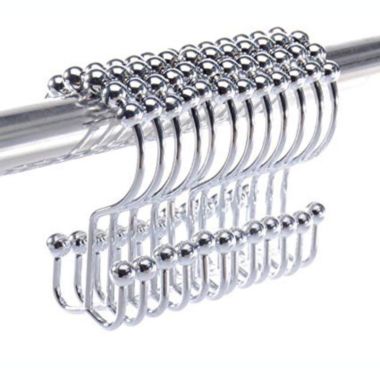 2LB Depot Shower Curtain Rings Hooks - Chrome Finish - Premium 18/8 Stainless Steel - Double Hooks with Easy Glide Rollers - Six Finishes Available - Set of 12 for Shower Rods. View a larger version of this product image.