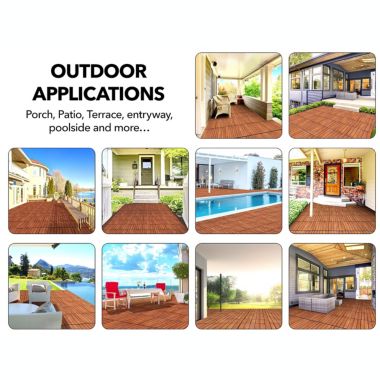 flybold Acacia Wood Outdoor Flooring Interlocking Deck Tiles (Pack Of 10, 12" X 12"). View a larger version of this product image.