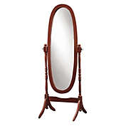 Contemporary Home Living 59" Walnut Brown and Clear Contemporary Wooden Framed Oval Floor Mirror