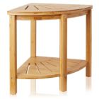 Alternate image 0 for Casafield Bamboo Corner Bench with Storage Shelf, 2-Tier Wooden Bathroom Shower Stool for Indoor or Outdoor Use