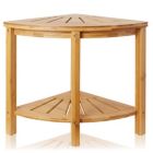Alternate image 1 for Casafield Bamboo Corner Bench with Storage Shelf, 2-Tier Wooden Bathroom Shower Stool for Indoor or Outdoor Use