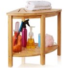 Alternate image 2 for Casafield Bamboo Corner Bench with Storage Shelf, 2-Tier Wooden Bathroom Shower Stool for Indoor or Outdoor Use