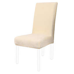 PiccoCasa Plush Solid Dining Chair Cover, Parson Chair Slipcover Stretch Spandex Velvet Bar Stool Cover Protector Seat Cover Home Decor for Dining Room/Party/Kitchen/Wedding, Beige