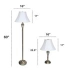Alternate image 2 for Lalia Home Perennial Roma Classic 3 Piece Metal Lamp Set (2 Table Lamps, 1 Floor Lamp) For Living Room, Bedroom, Home Decor With White Empire Fabric Shades And Antique Brass Finish
