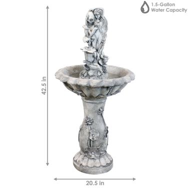 Sunnydaze Outdoor Polyresin Fairy Flower Solar Powered Water Fountain Feature with Battery Backup - 42". View a larger version of this product image.