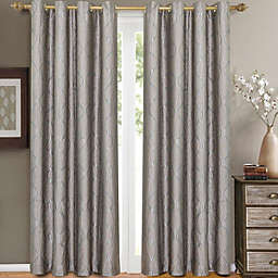 Egyptian Linens - Laguna Contemporary Swirl Jacquard Curtain Panels With Top Grommets (Pair)