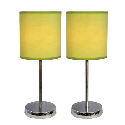 Simple Designs 2PK Chrome Basic Table Lamp with Green Shade