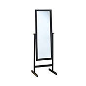 Contemporary Home Living 60" Brown and Clear Contemporary Wooden Framed Rectangular Floor Mirror