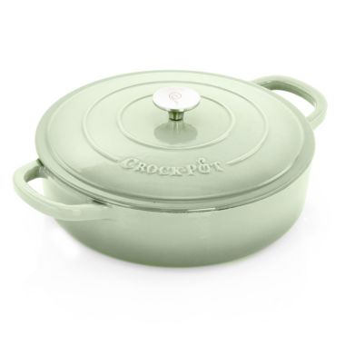 Crock Pot Artisan 5 Quart Round Enameled Cast Iron Braiser Pan with Self Basting Lid in Pistachio Green. View a larger version of this product image.