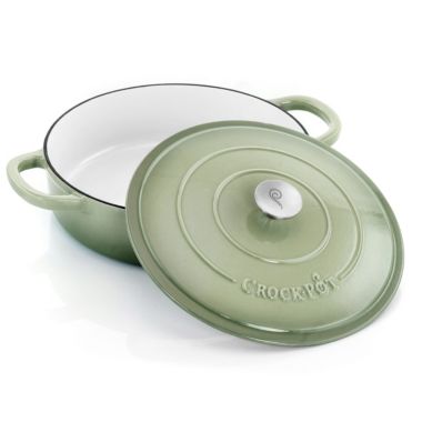 Crock Pot Artisan 5 Quart Round Enameled Cast Iron Braiser Pan with Self Basting Lid in Pistachio Green. View a larger version of this product image.