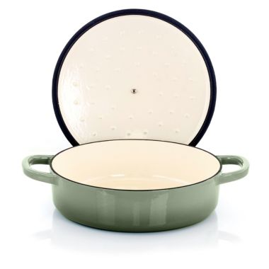 Crock Pot Artisan 5 Quart Round Enameled Cast Iron Braiser Pan with Self Basting Lid in Pistachio Green. View a larger version of this product image.