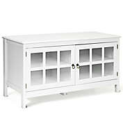 Costway-CA 50 Inch Modern Wood Large TV Stand Entertainment Center for TV-White