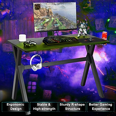 Costway-CA Gaming Desk with Mousepad and Cup Headphone Holder. View a larger version of this product image.