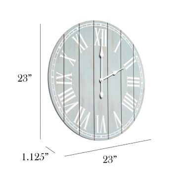 Elegant Designs Wood Plank 23" Large Rustic Coastal Wall Clock, Light Blue Wash. View a larger version of this product image.