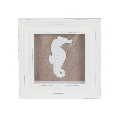 Beachcombers White Distressed Starfish Shell Seahorse Shadow Box Set  6.75 Inch. View a larger version of this product image.