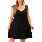 Alternate image 0 for Agnes Orinda 2023 Sleep Dress for Women Plus Size Lace Cap Sleeve Sleep Dress V Neck Nightwear Loungewear 3X Black
