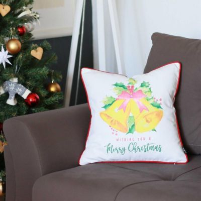 HomeRoots Christmas Bells Printed Decorative Throw Pillow Cover - 18" x 18"