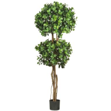 Nearly Natural 5.5' Eucalyptus Double Ball Topiary Artificial Silk Potted Tree. View a larger version of this product image.