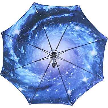 Sunnydaze Outdoor Aluminum Inside Out Patio Umbrella with Push Button Tilt and Crank - 8&#39; - Blue Starry Galaxy. View a larger version of this product image.