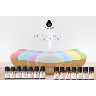 Pursonic Aromatherapy Diffuser & Essential Oil Set-Ultrasonic Top 14 Oils-300ml with 2 Mist Settings 7 Ambient Light Settings--Therapeutic Grade Oils. View a larger version of this product image.