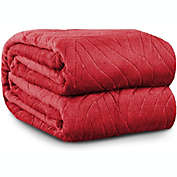 SHOPBEDDING Navy Big Blanket Fleece King Size 108" x 90" - Lightweight Blanket for Bed or Couch - Super Soft Blanket - Embossed Crimson  Fuzzy Blanket by Blissford