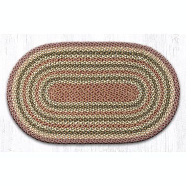 Earth Rugs C-324 Olive / Burgundy / Gray Oval Braided Rug 27 x 45 inch. View a larger version of this product image.