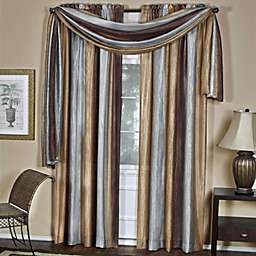GoodGram Royal Ombre Crushed Semi Sheer Complete 3 Piece Window Curtains & Scarf Set - 42 in. W x 84 in. L, Chocolate