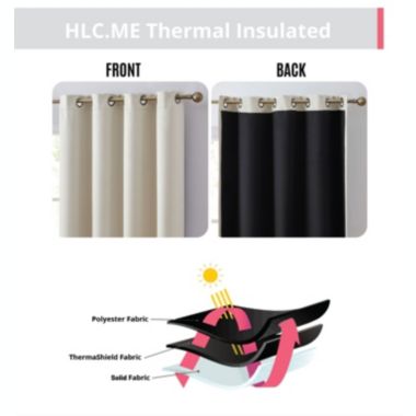 THD Lawrence 100% Full Complete Blackout Heavy Thermal Insulated Energy Saving Heat/Cold Blocking Grommet Curtain Drapery Panels for Bedroom & Living Room - Set of 2. View a larger version of this product image.