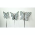 Alternate image 1 for Things2Die4 Set of 3 Galvanized Metal Butterfly Garden Stakes Patio Yard Art Outdoor Decor