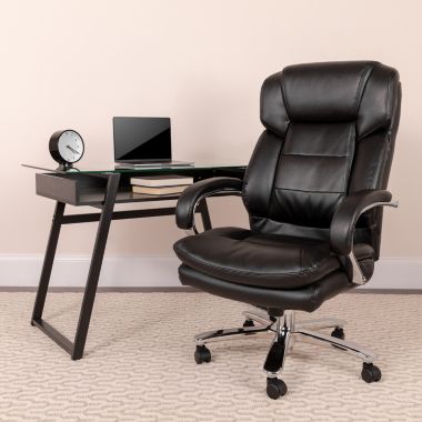 Flash Furniture Big & Tall Office Chair Black LeatherSoft Swivel Executive Desk Chair with Wheels. View a larger version of this product image.
