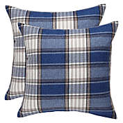 PiccoCasa Set of 2 Buffalo Check Plaid Throw Pillow Covers Farmhouse Decorative Square Pillow Covers Decorative Pillowcases for Bedroom Living Room Sofa Party, Navy Blue, 18"x18"