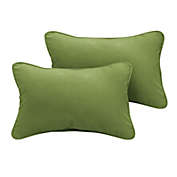 Outdoor Living and Style Set of 2 Sunbrella Cilanto Green Corded Rectangular Indoor/Outdoor Lumbar Throw Pillows, 20"
