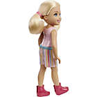 Alternate image 1 for Barbie Chelsea Doll (6-inch Blonde) Wearing Skirt with Striped Print and Pink Boots