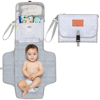 KeaBabies Portable Diaper Changing Pad, Waterproof Foldable Baby Changing Mat, Portable Changing Pad Kit (Gray Mod)