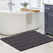 PrimeBeau Luxury Chenille Bathroom Rug Mat Non Slip Extra Soft and Absorbent Shaggy Rug, Gray,  20" x 32"