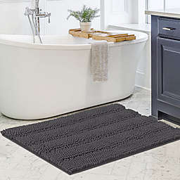 PrimeBeau Luxury Chenille Bathroom Rug Mat Non Slip Extra Soft and Absorbent Shaggy Rug, Gray,  20