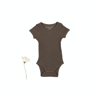 Lovely Littles The Forest Love Short Sleeve Onesies - Cocoa - 3. View a larger version of this product image.