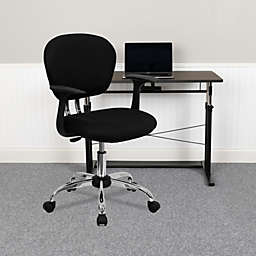 Emma + Oliver Mid-Back Black Mesh Padded Swivel Task Office Chair with Arms