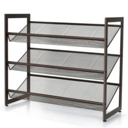Slickblue Adjustable to Flat or Slant Shoe Organizer Stand-3-Tier