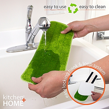Kitchen + Home Microfiber Flat Mop - 16" Washable Reusable Wet or Dry Mop. View a larger version of this product image.
