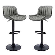 Infinity Merch Swivel Adjustable Counter Height Bar Chairs with Back Tall in Gray